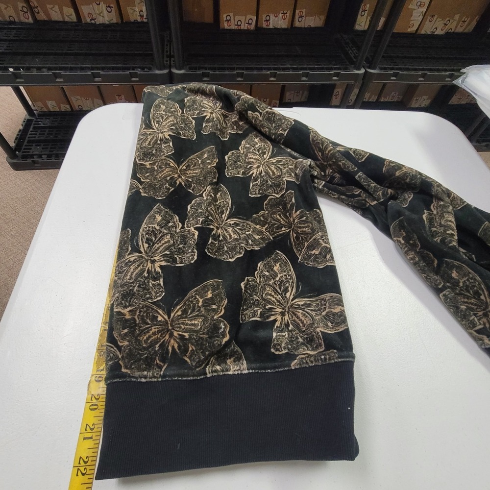 Johnny Was Black Velvet Butterfly Zip Hoodie & Joggers Set - Picture 7 of 16